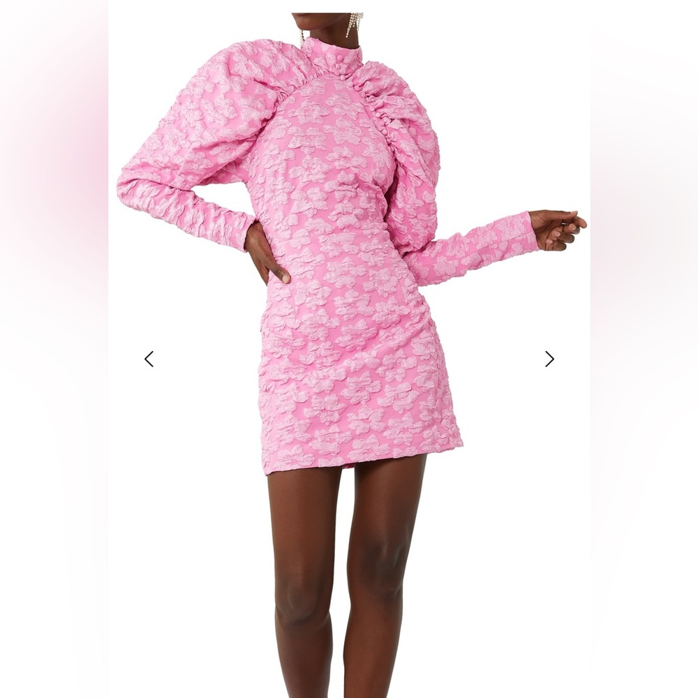 Jacquard Puff-Sleeve Dress